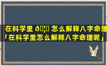 在科学里 🦟 怎么解释八字命理「在科学里怎么解释八字命理呢」